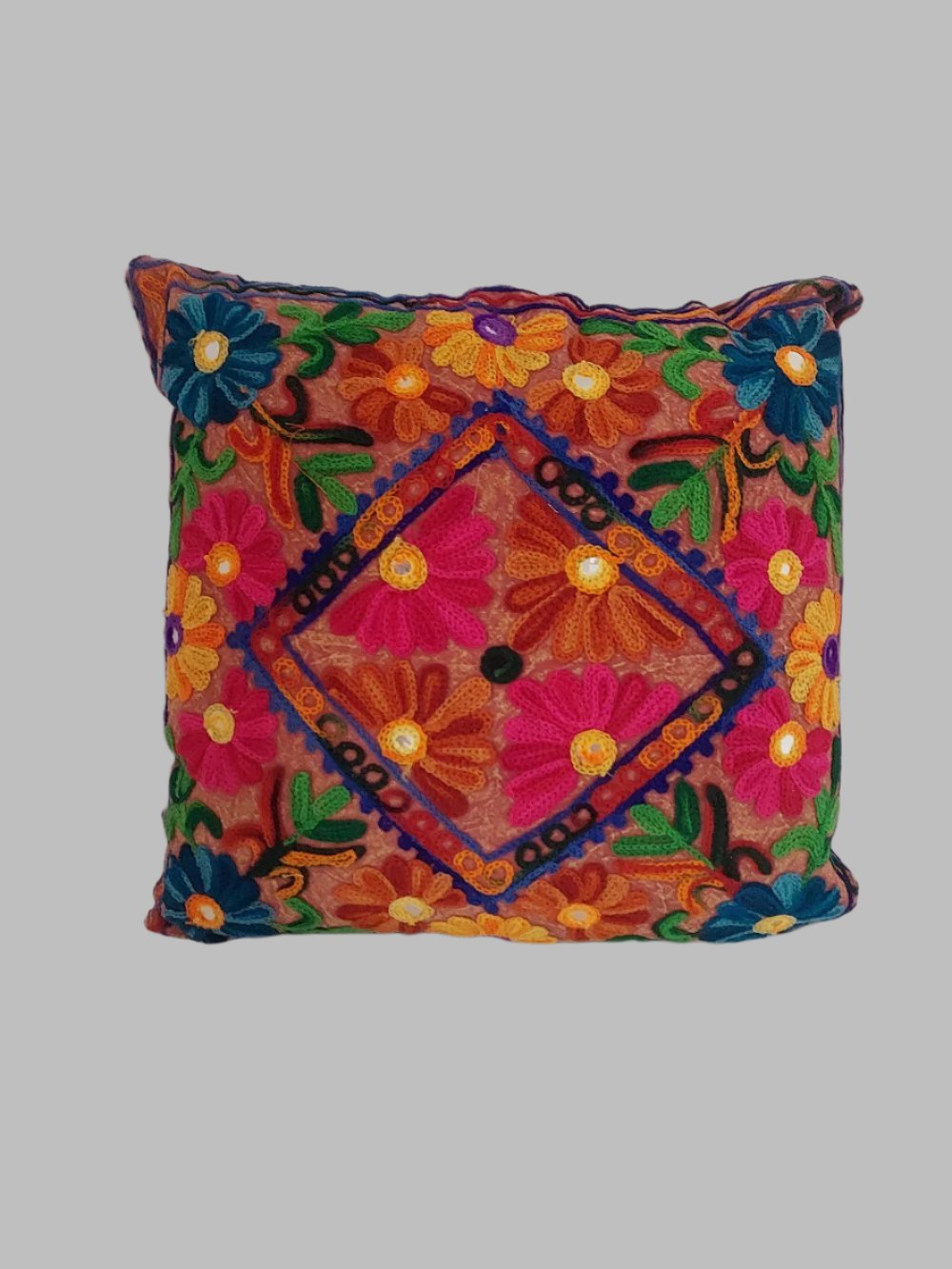 Flower Brown With Silver Scatter Cushion