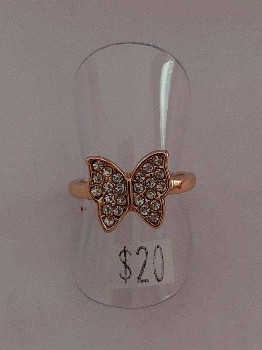 Butterfly Gold With Rhinestones Metal Ring