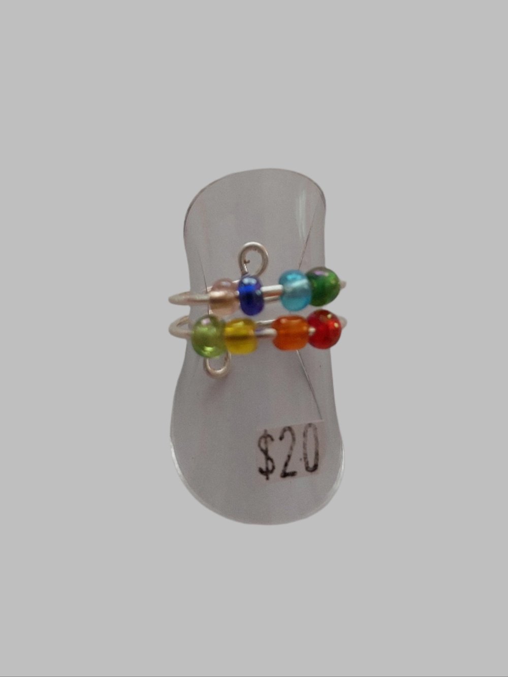 Multi Bead Chakra Metal Adjustable Ring