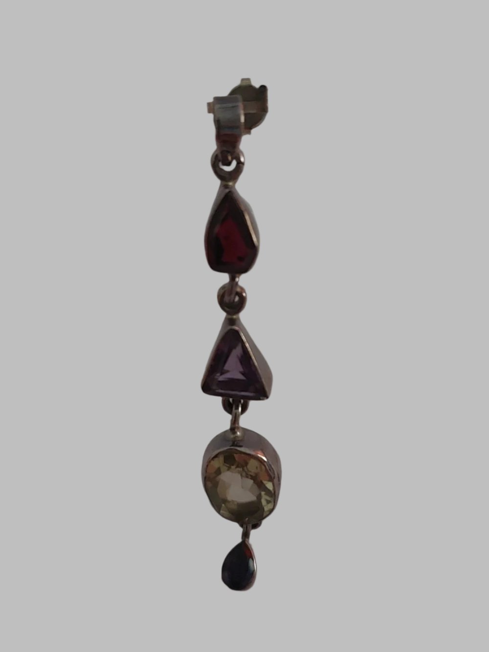 4 Shape Faceted Crystal Sterling Silver 925 Pendant