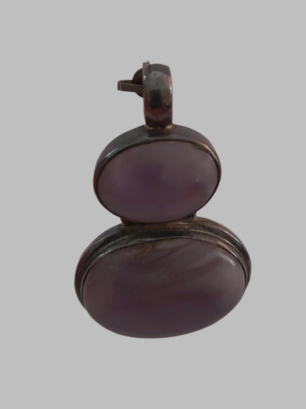 Lavender Agate 2 Crystal Sterling Silver 925 Pendant