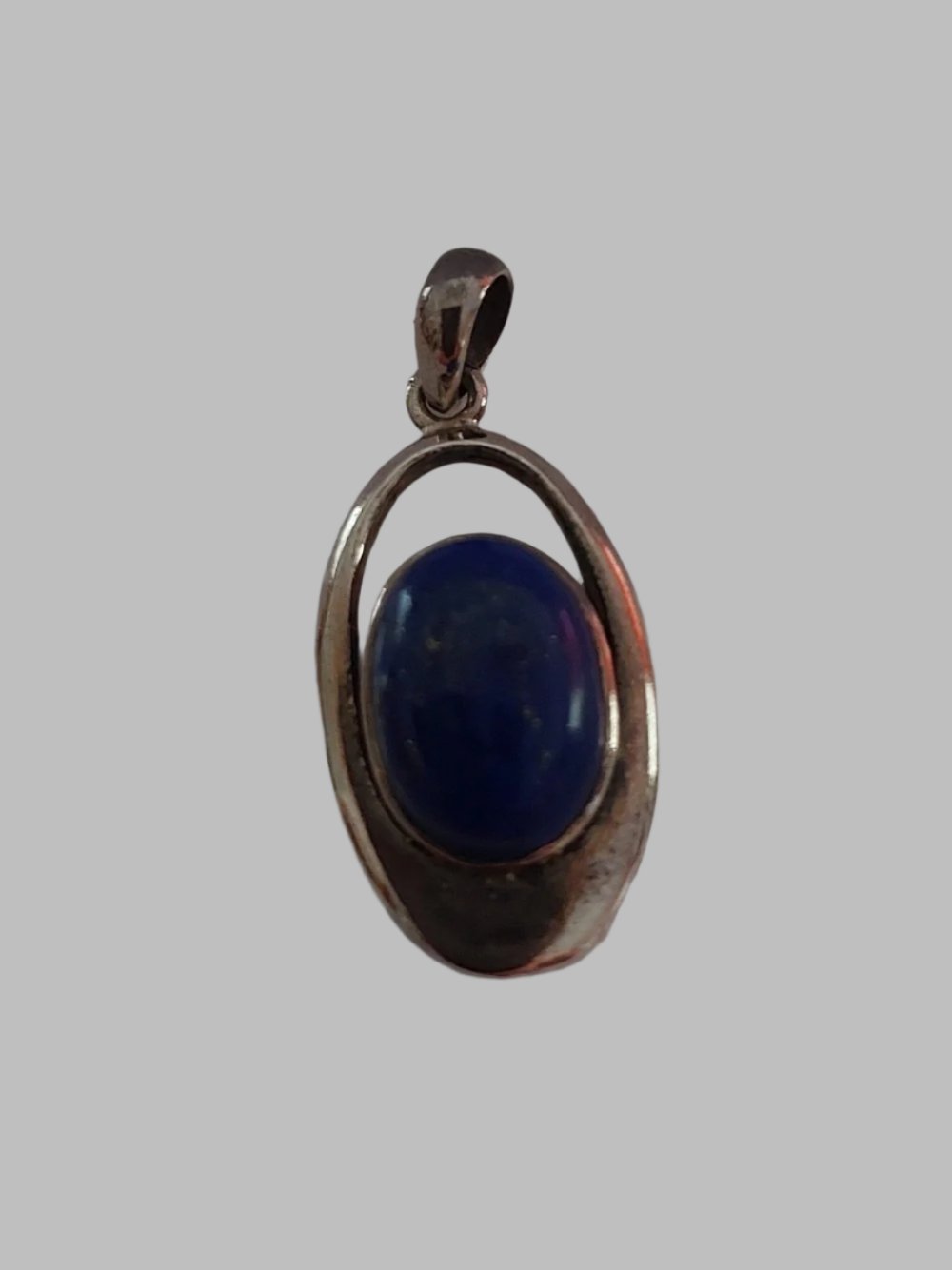 Lapis Lazuli Small Ovel Crystal Sterling Silver 925 Pendant