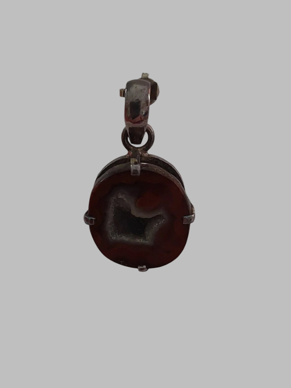 Terracotta Druzy Quartz Sterling Silver 925 Pendant