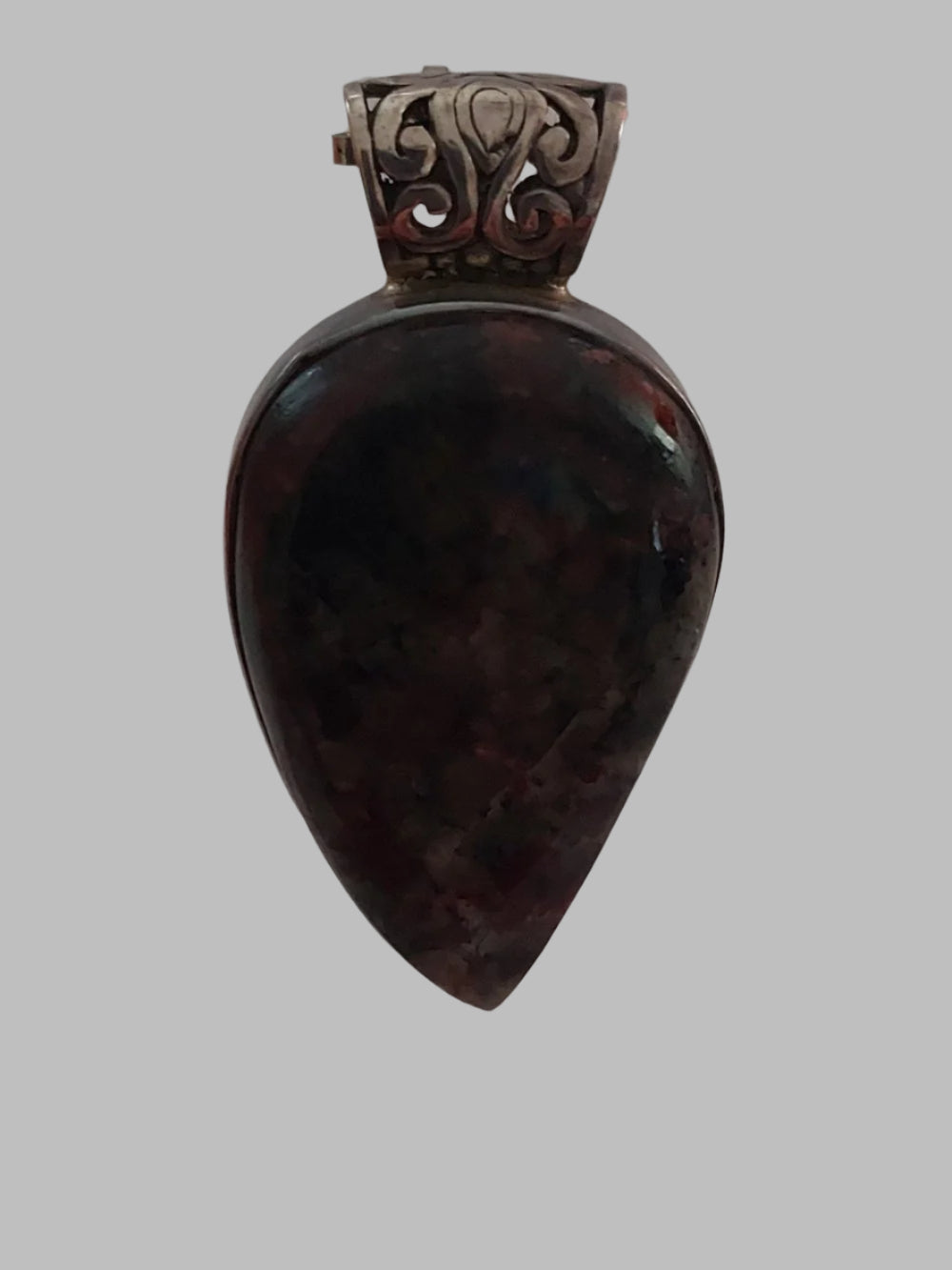 Ruby & Zoisite Crystal Sterling Silver 925 Pendant