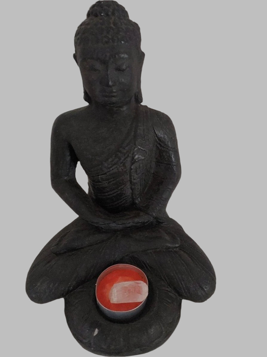 Sitting Grey Buddha Candle Holder