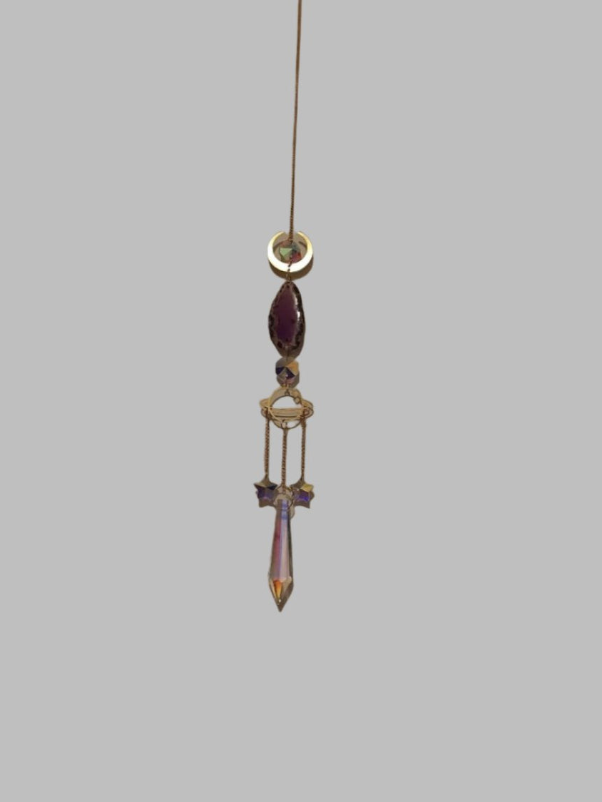 Planet & Stars Purple Agate Suncatcher