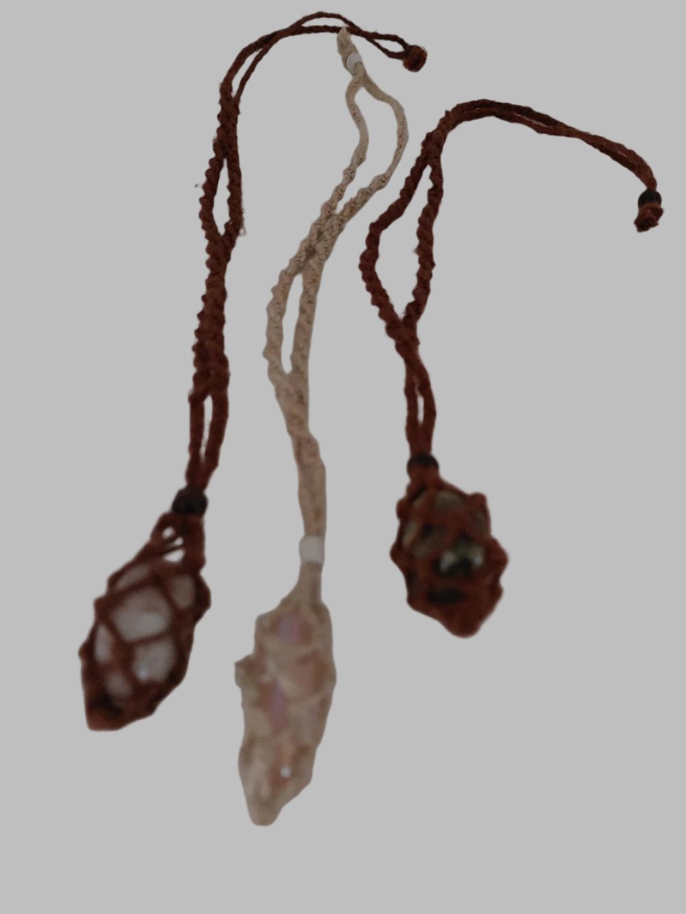 Macrame Cord Crystal Holder Necklace