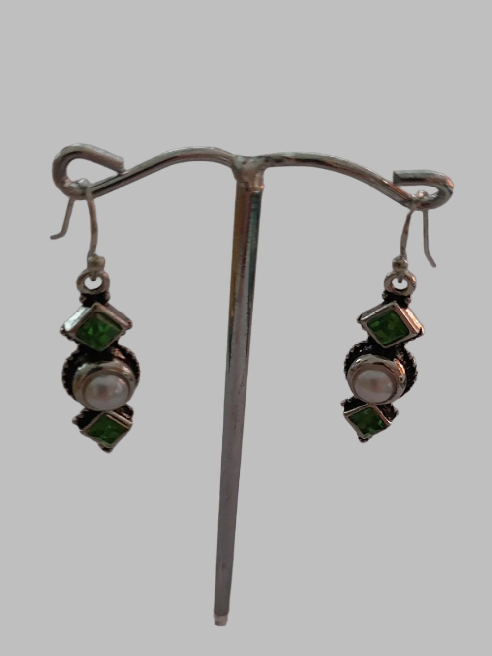 Pearl & Peridot Crystal Drop Earrings