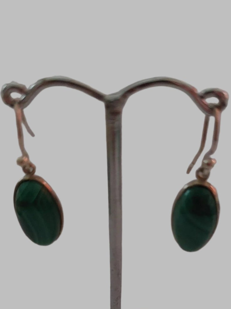 Malachite Crystal Sterling Silver 925 Drop Earrings