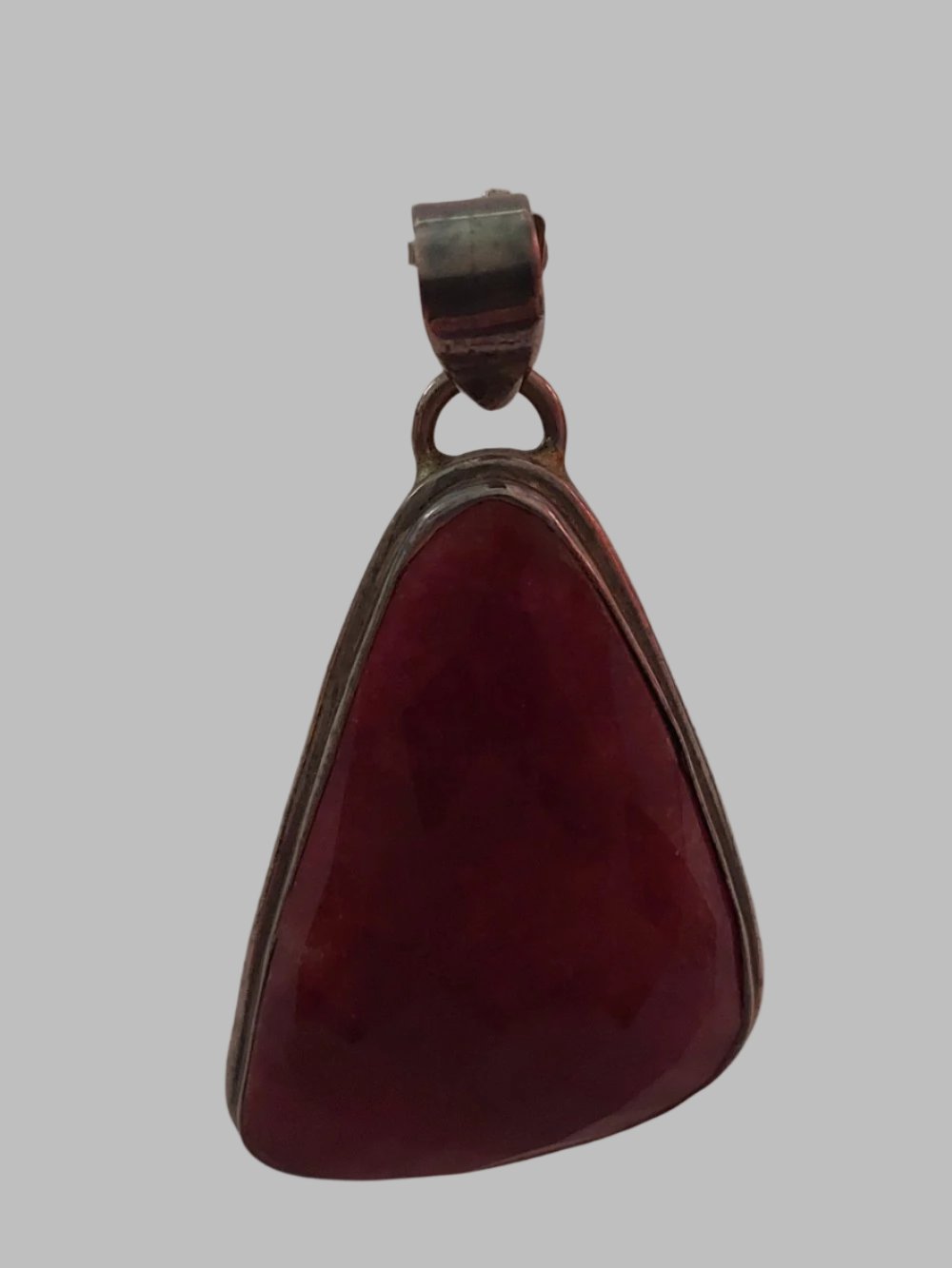 Corundum Ruby Crystal Sterling Silver 925 Pendant