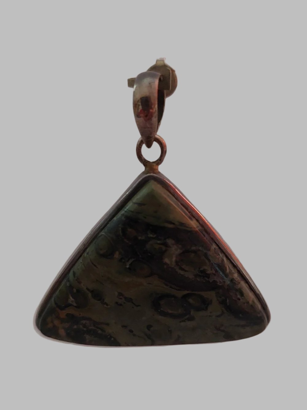 Ocean Jasper Triangle Sterling 925 Silver Pendant