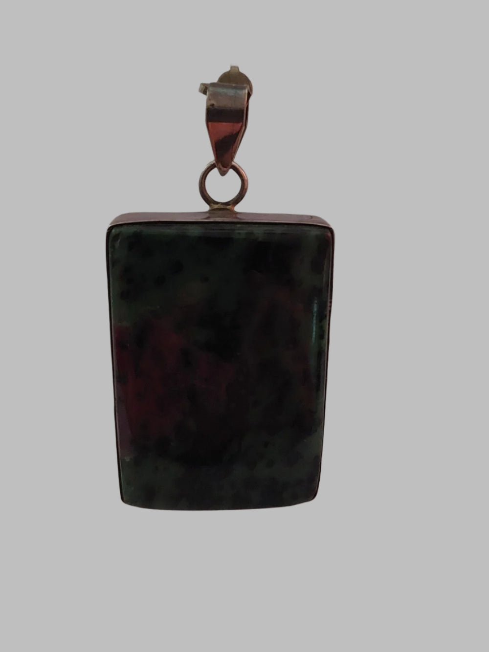 Ruby In Zoisite Large Square Sterling Silver 925 Pendant