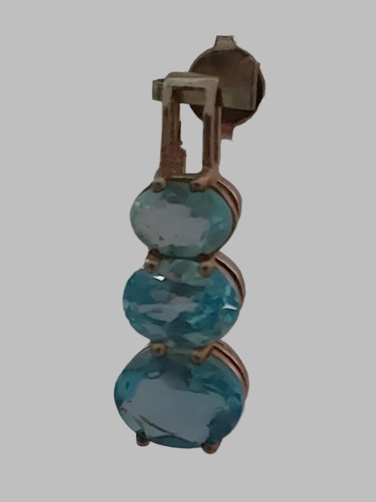 3 Stone Topaz Crystal Sterling Silver 925 Pendant