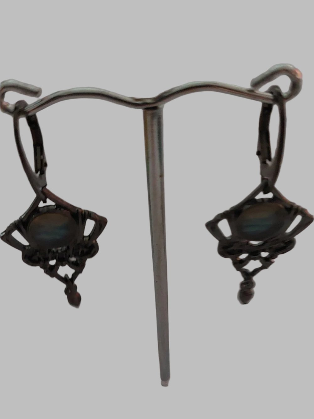Gunmetal & Resin Drop Earrings
