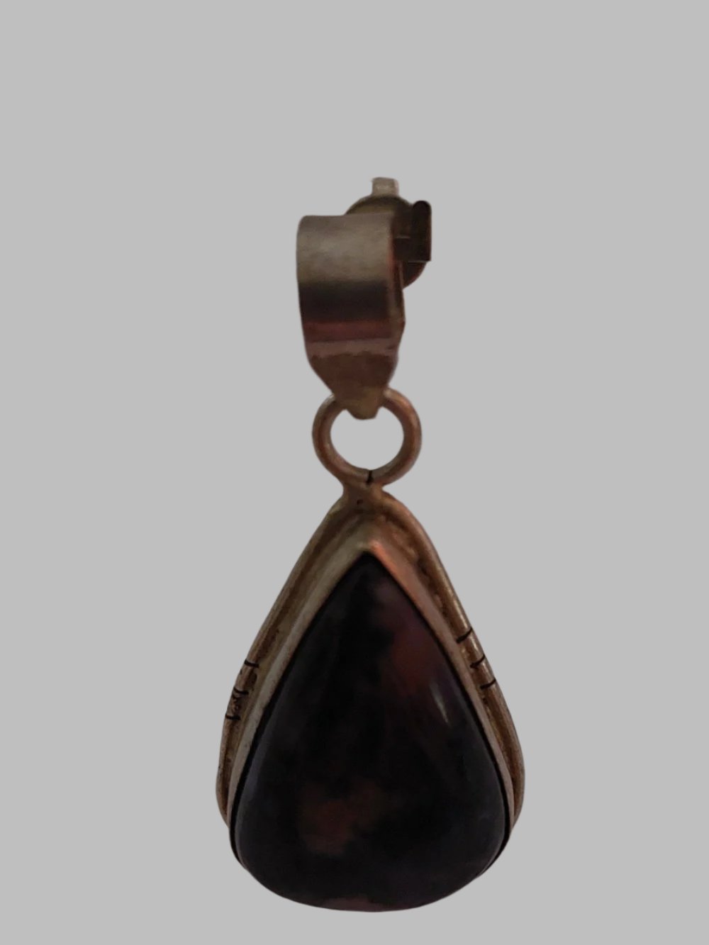 Charoite Crystal Metal Tear Drop Pendant