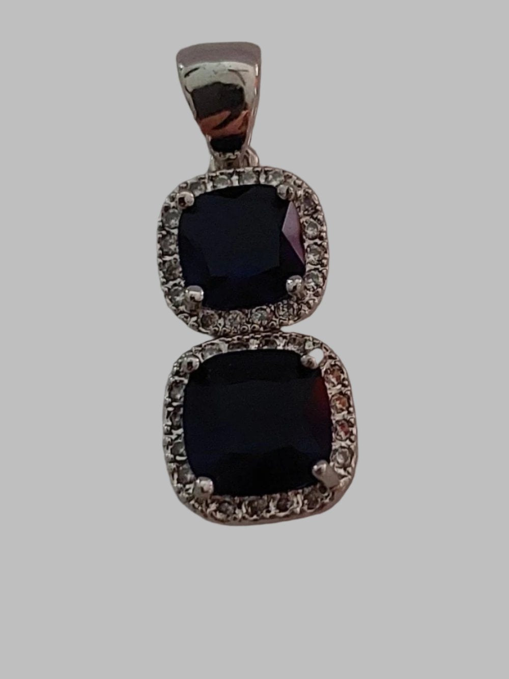 Blue Quartz & Zirconia Sterling Silver 925 pendant