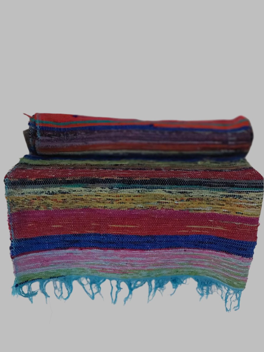 Multi Coloured Rug With Fringing