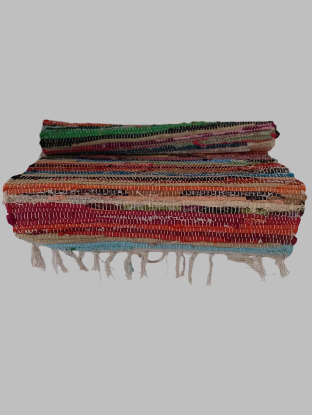 Multi Coloured Rug With Fringing