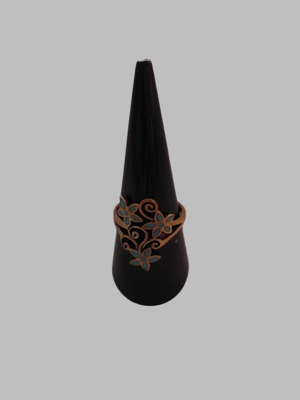 Turquoise Brass Flower Ring