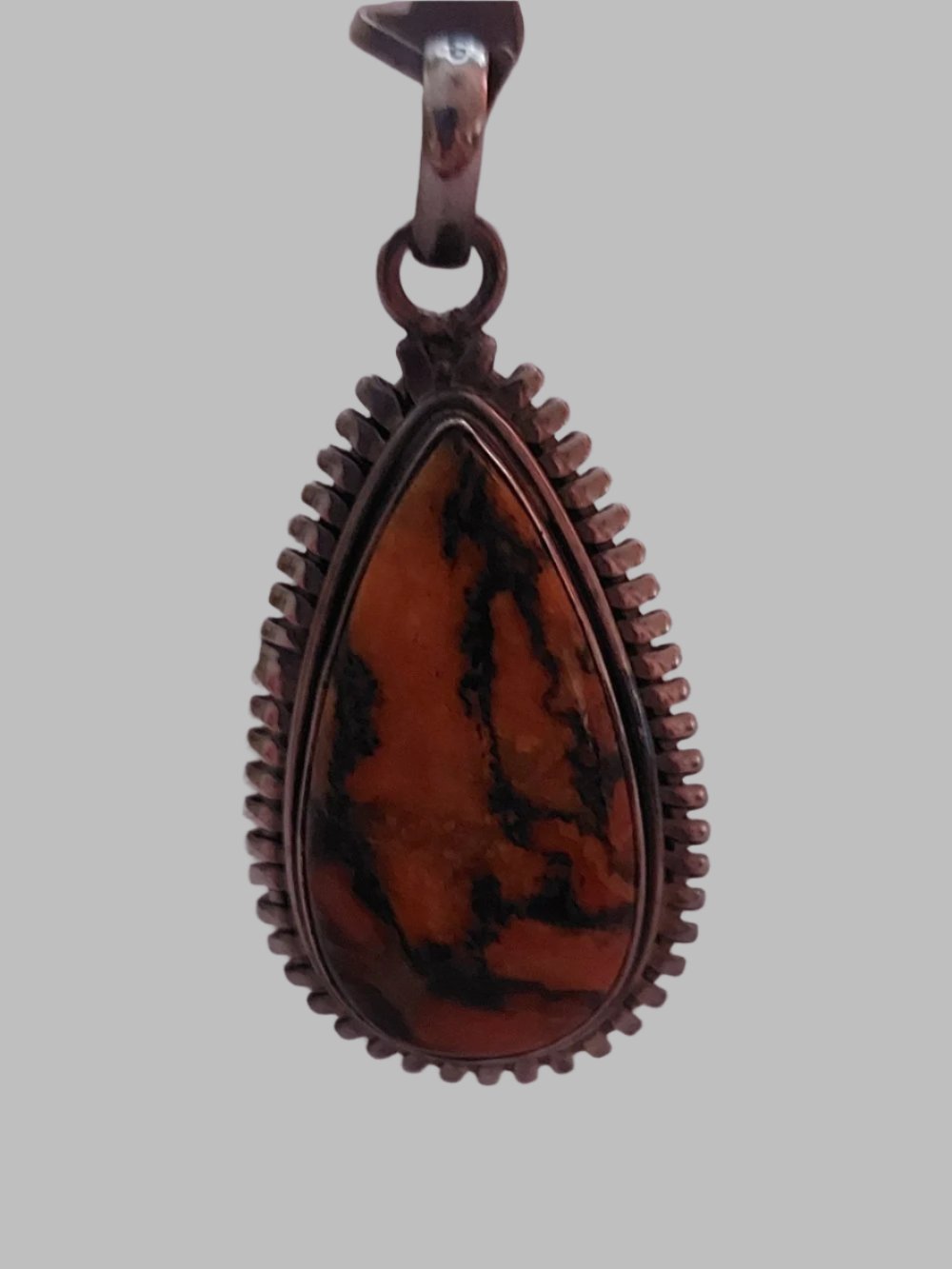 Orange Mojave Crystal Sterling Silver 925 Pendant
