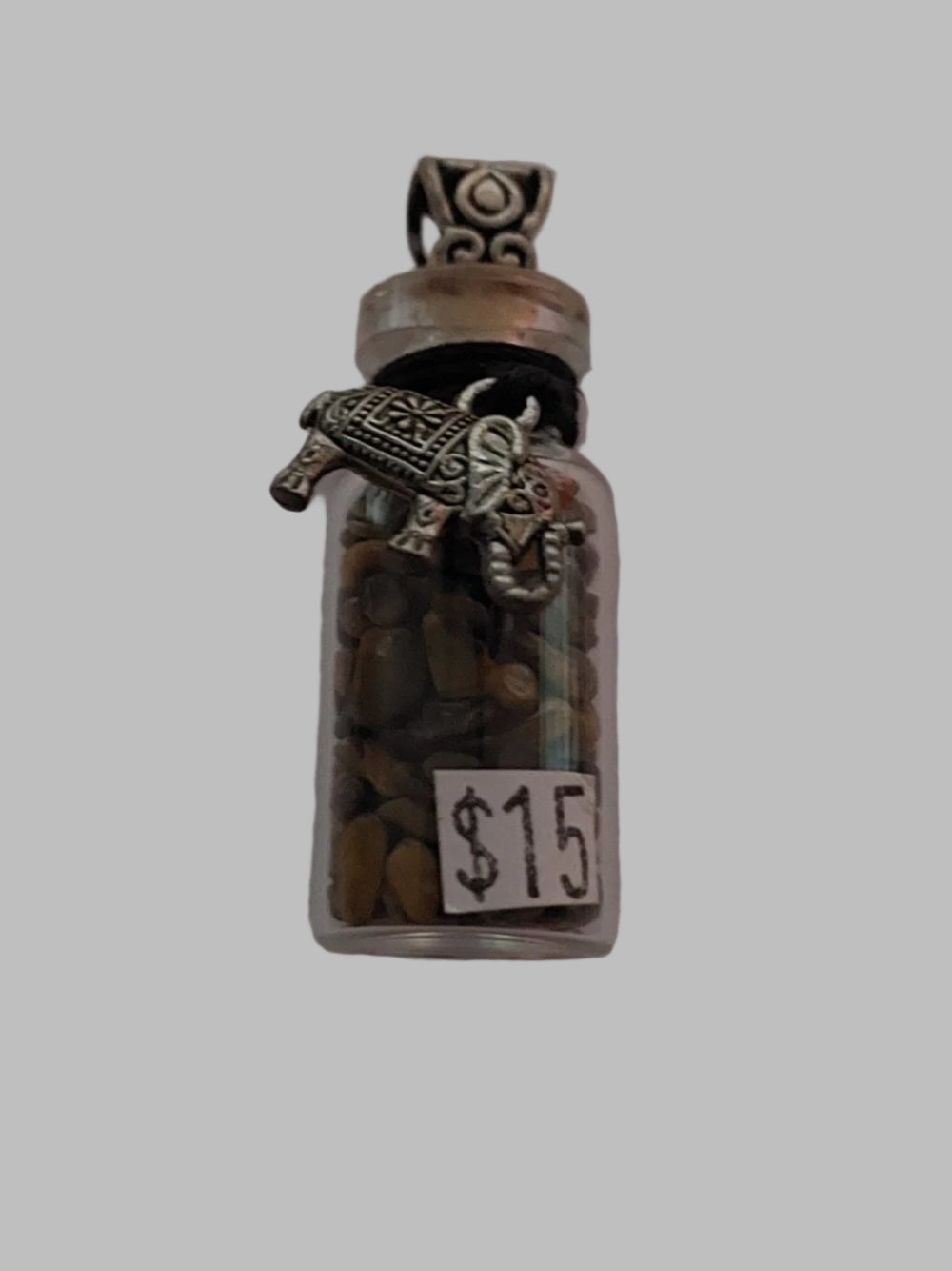 Tigers Eye Elephant Little Chip Pendant Crystal Bottle