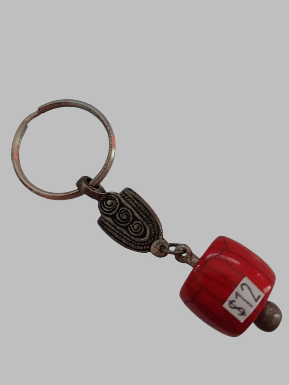 Red Scroll Metal Keyring