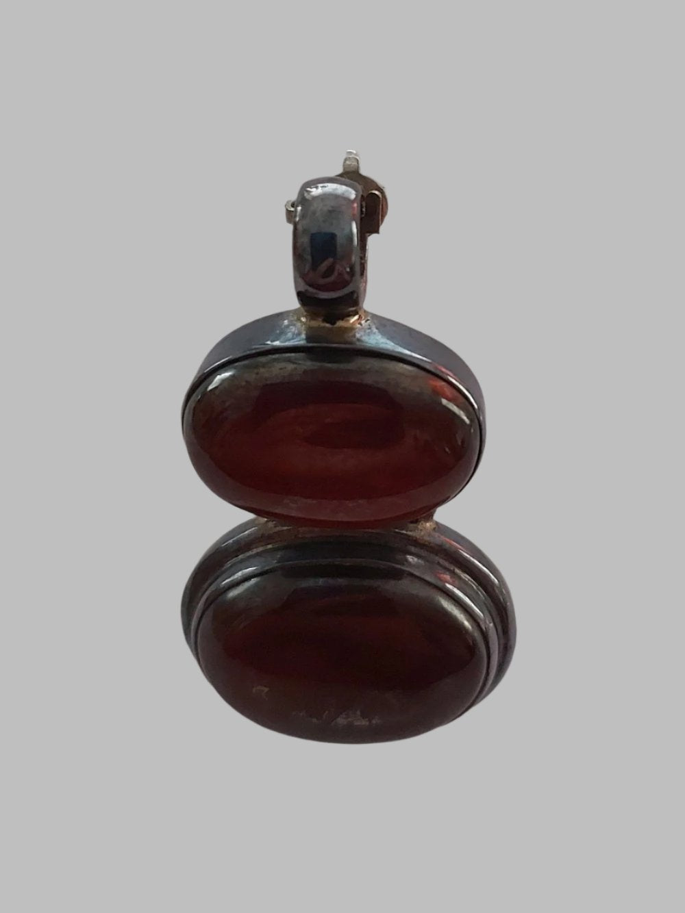 Carnelian 2 Stone Crystal Sterling Silver 925 Pendant