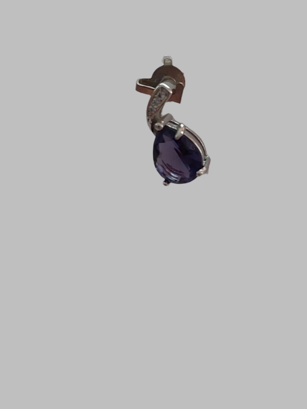 Blue Quartz Crystal Pear Shape Crystal Metal Pendant
