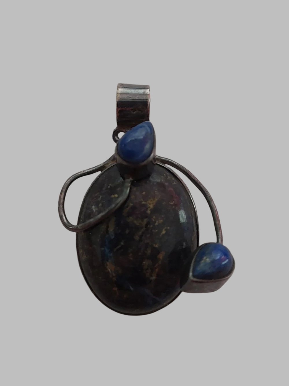 Lapis Lazuli Crystal With Movable Tear Drop Arms Sterling Silver 925 Pendant