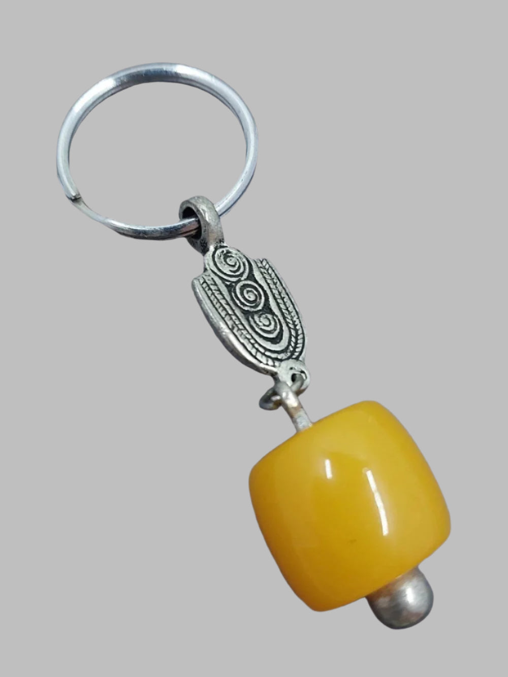 Yellow Scroll & Metal Keyring