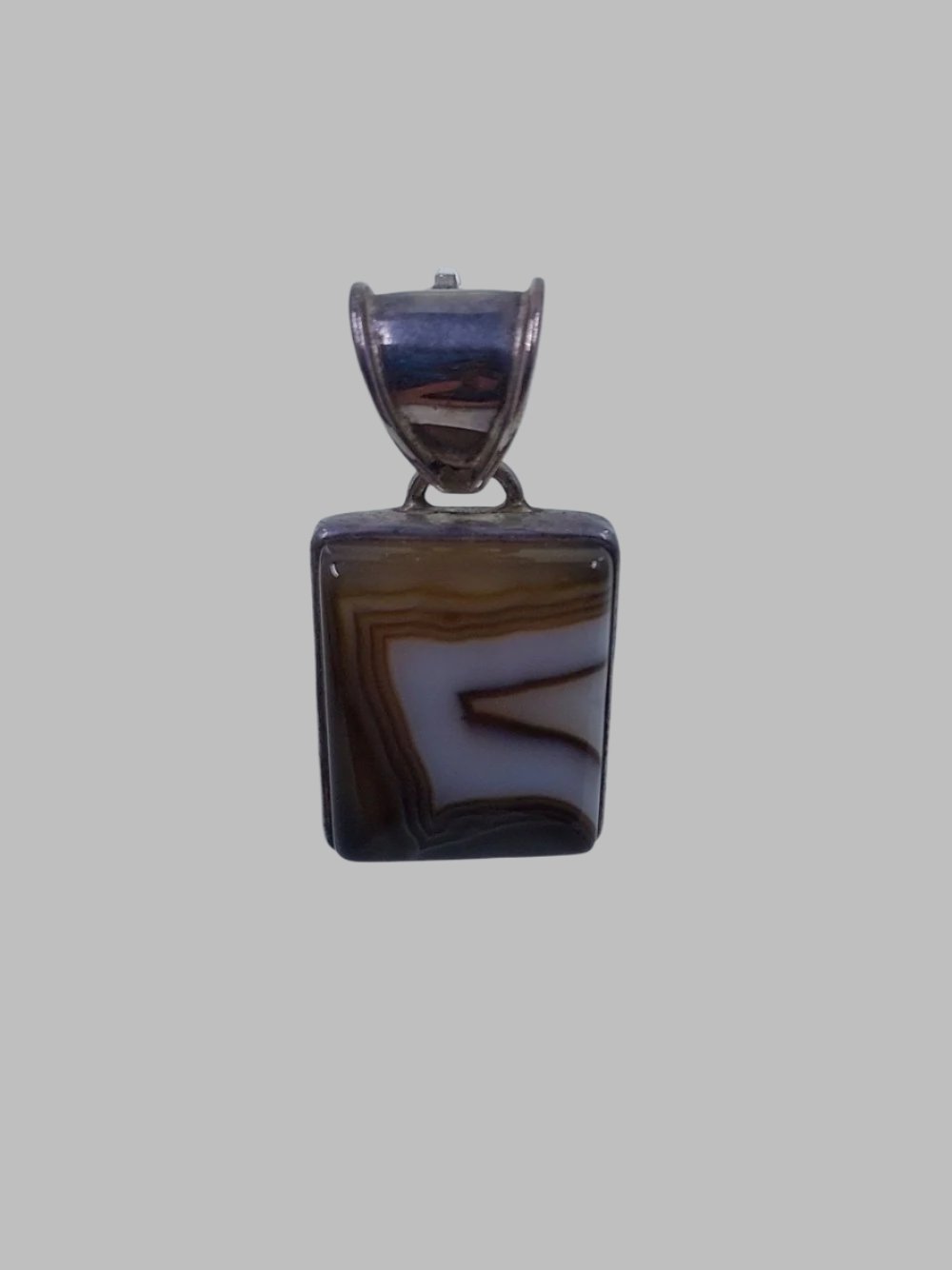 Botswana Agate Square Sterling Silver 925 Pendant