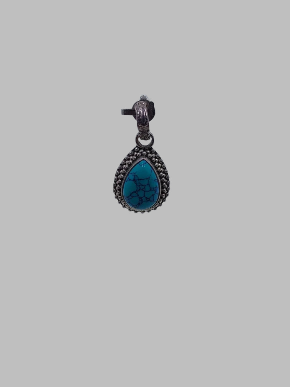 Turquoise Pear Shape Crystal Sterling Silver 925 Pendant