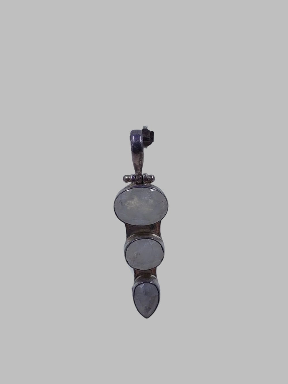 Blue Moonstone 3 Crystal Sterling Silver 925 Pendant