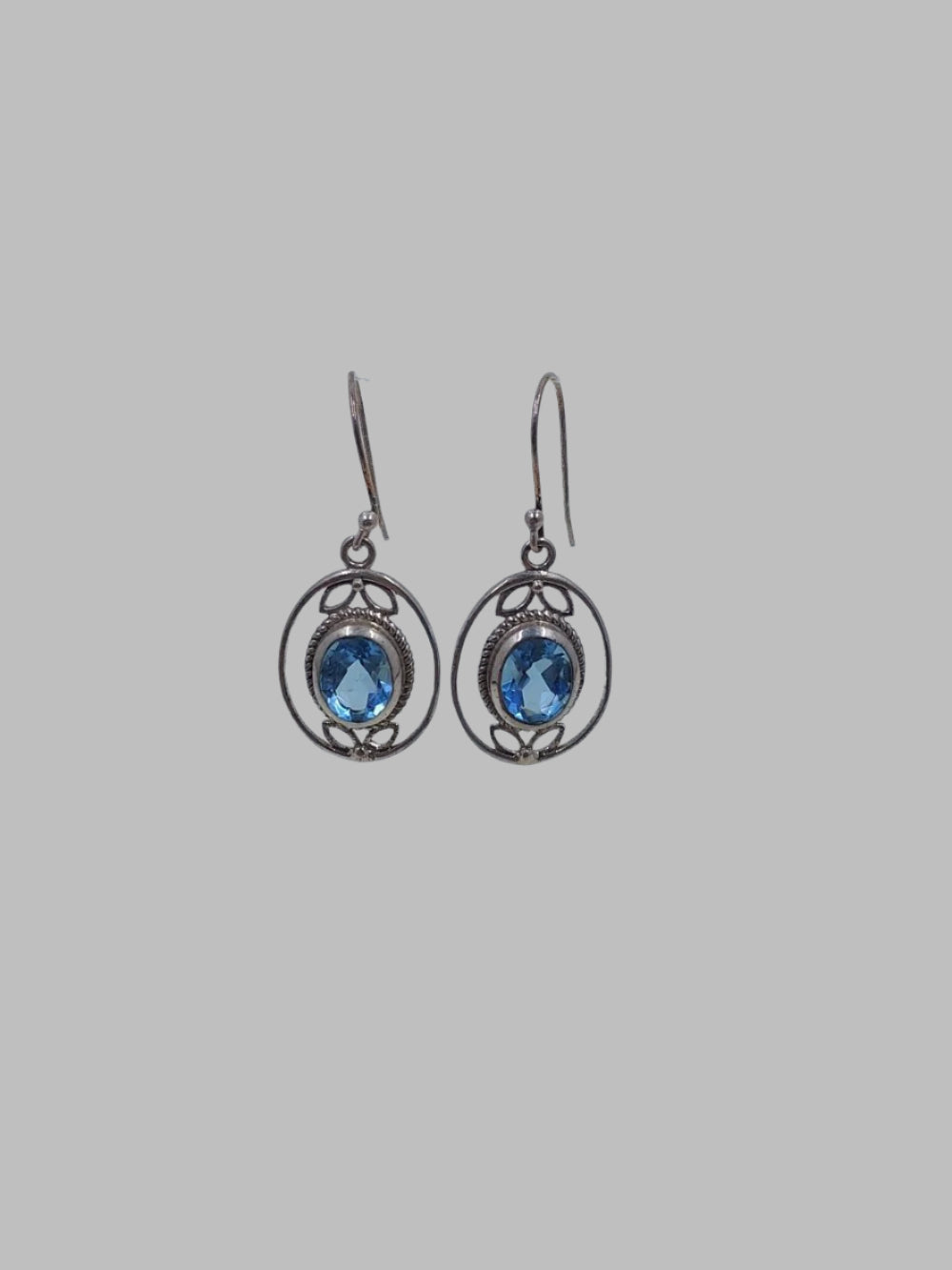 Topaz Crystal Oval Sterling Silver 925 Drop Earrings