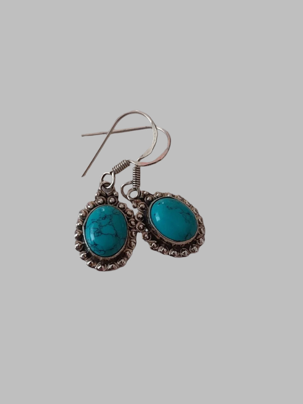Turquoise Ovel Sterling Silver 925 Drop Earrings