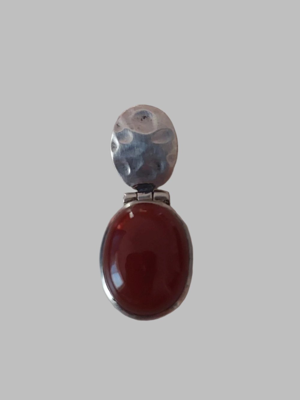 Carnelian Crystal Small Ovel Sterling Silver 925 Pendant