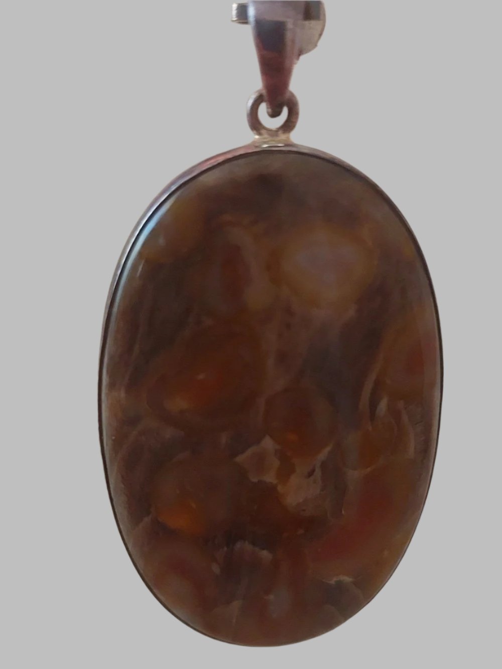 Brown Jasper Crystal Large Ovel Sterling Silver 925 pendant