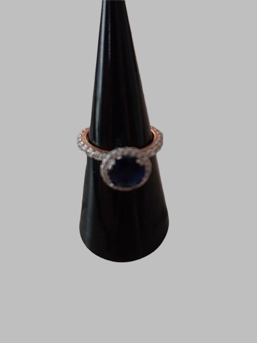 Indigo Quartz Round Faceted with Zircon Crystals Sterling Silver 925 Ring