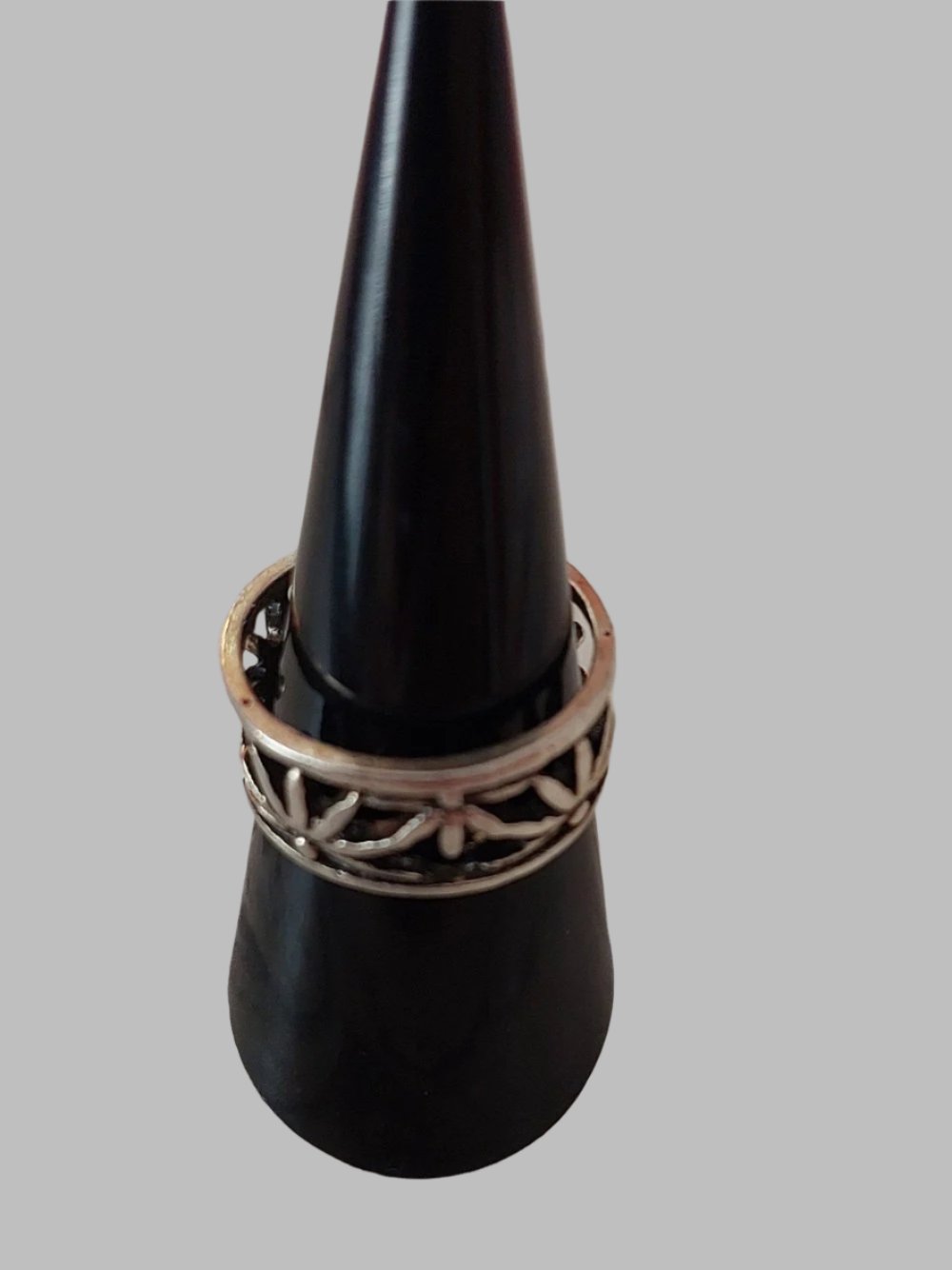 Half Flower Silver Metal Band Ring