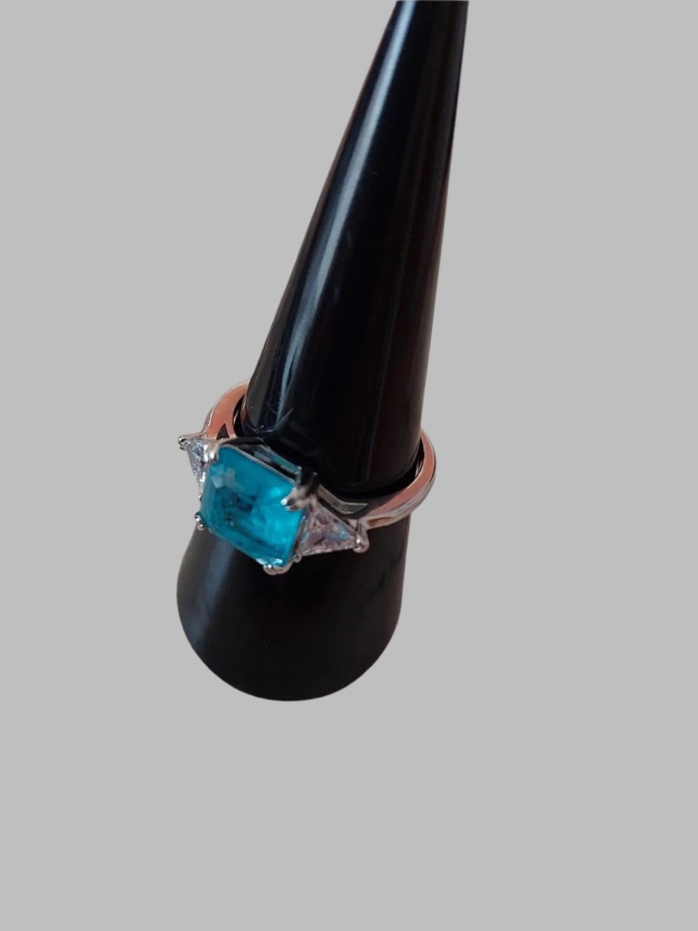 Paraiba Tourmaline Square Crystal Sterling Silver 925 Ring
