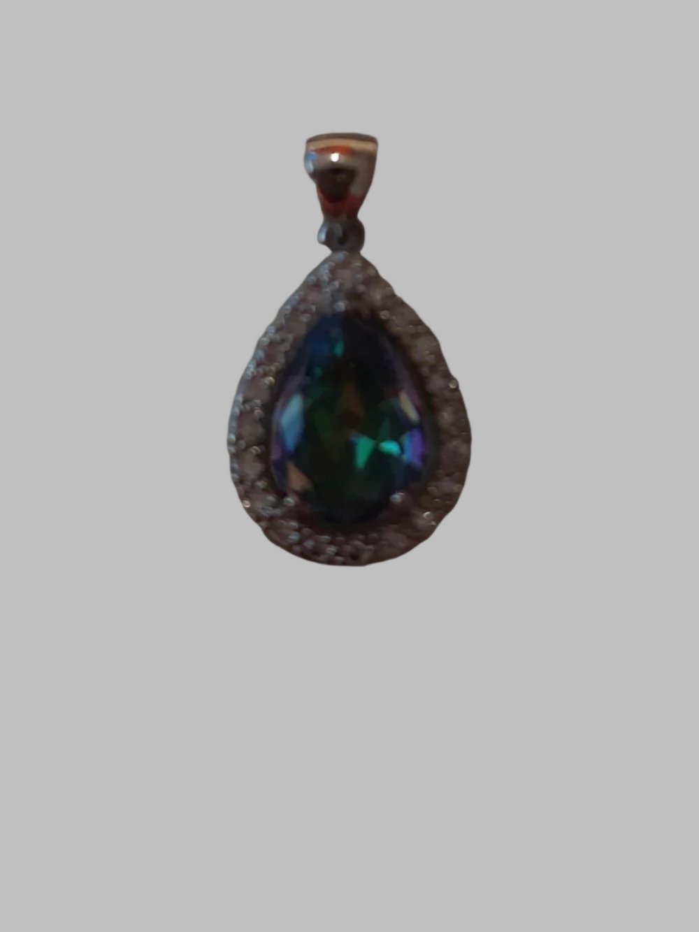 Mystic Quartz With Zircons Pear Sterling Silver 925 Pendant