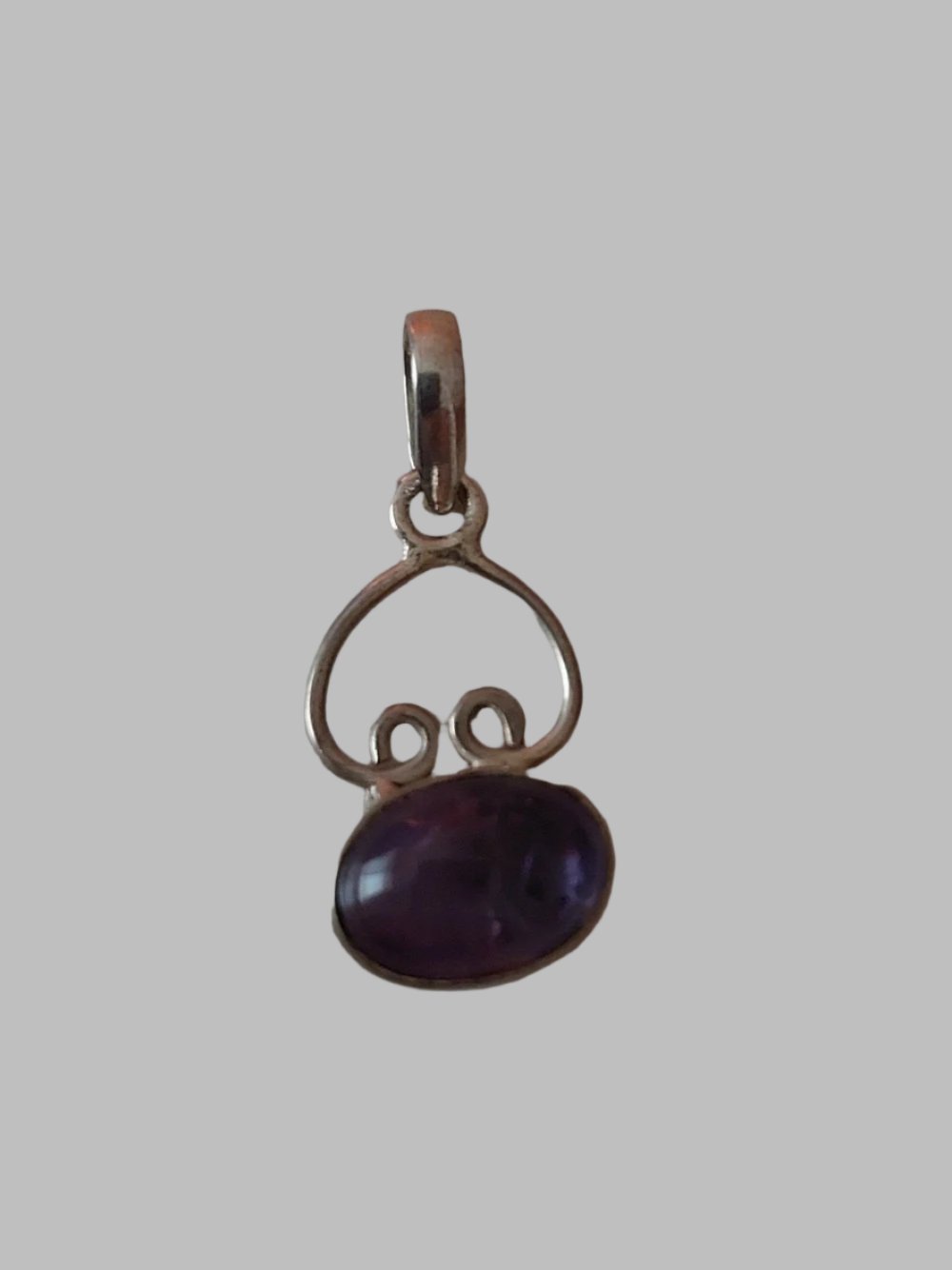 Amethyst Ovel Metal Pendant