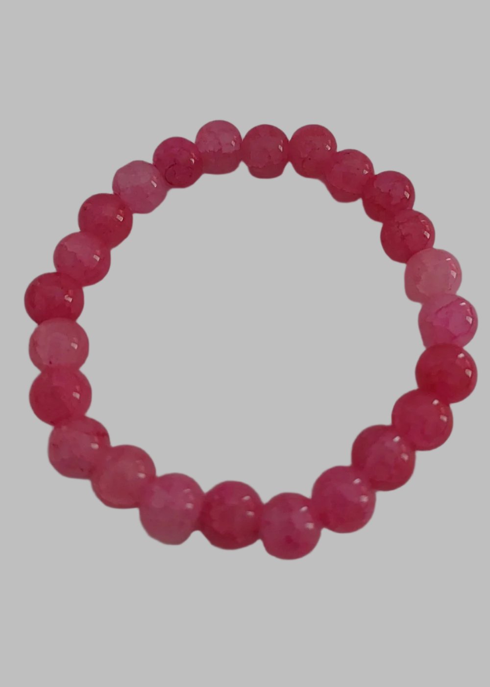 Pink Agate Crackle Crystal Stretch Bead Bracelet