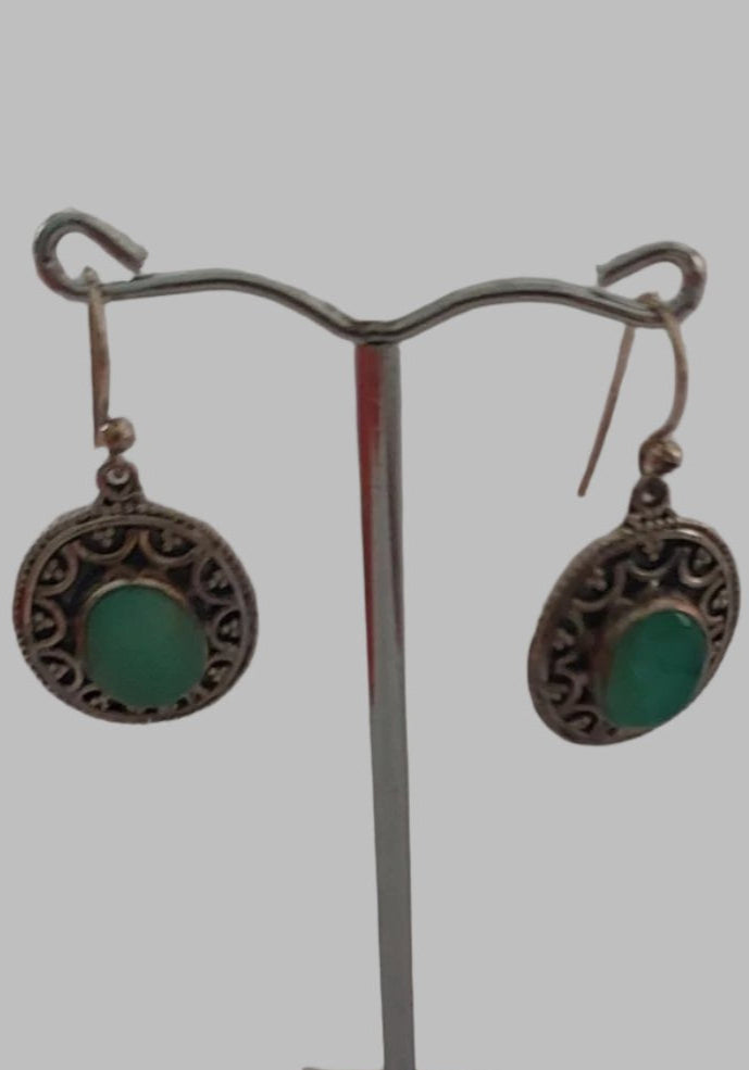 Amazonite Crystal Oval Sterling Silver 925 Drop Earrings