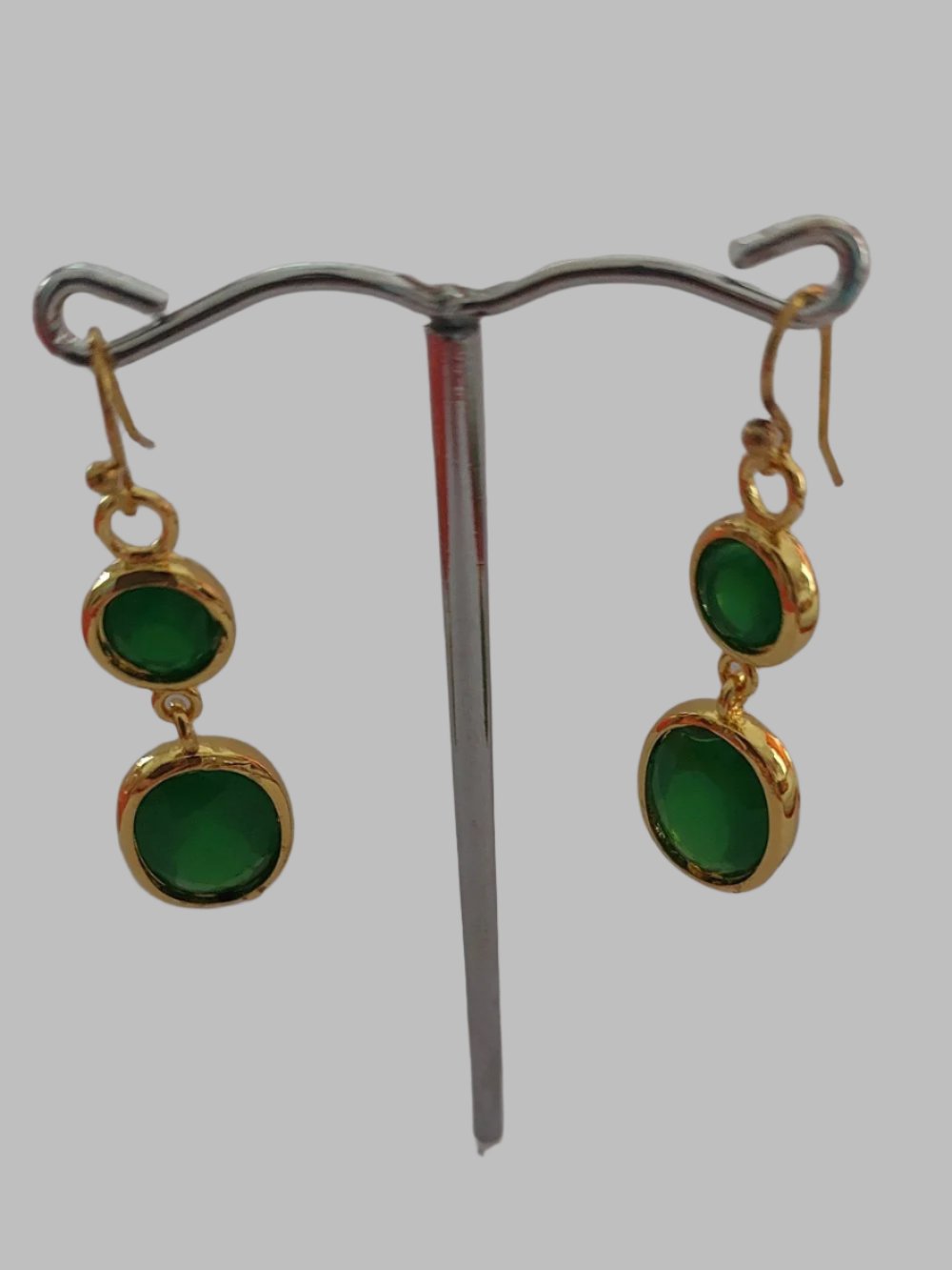 Green Quartz Faceted Crystal Gold Drop Earrings