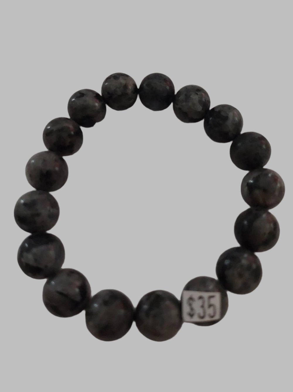 Larvikite Crystal Bead Stretch Bracelet