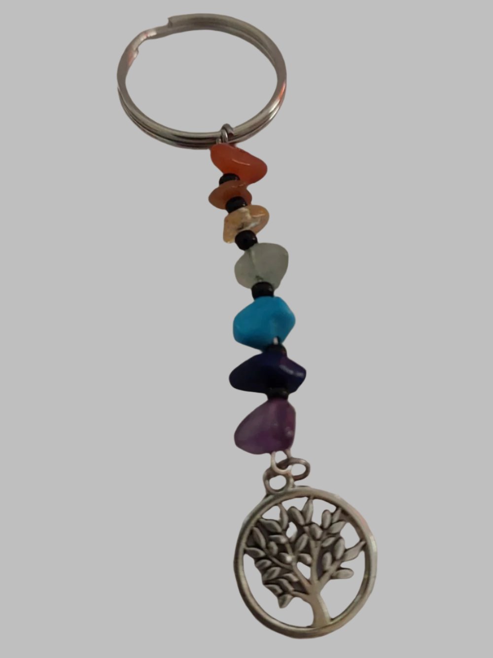 Chakra Tree Of Life Crystal Metal Keyring