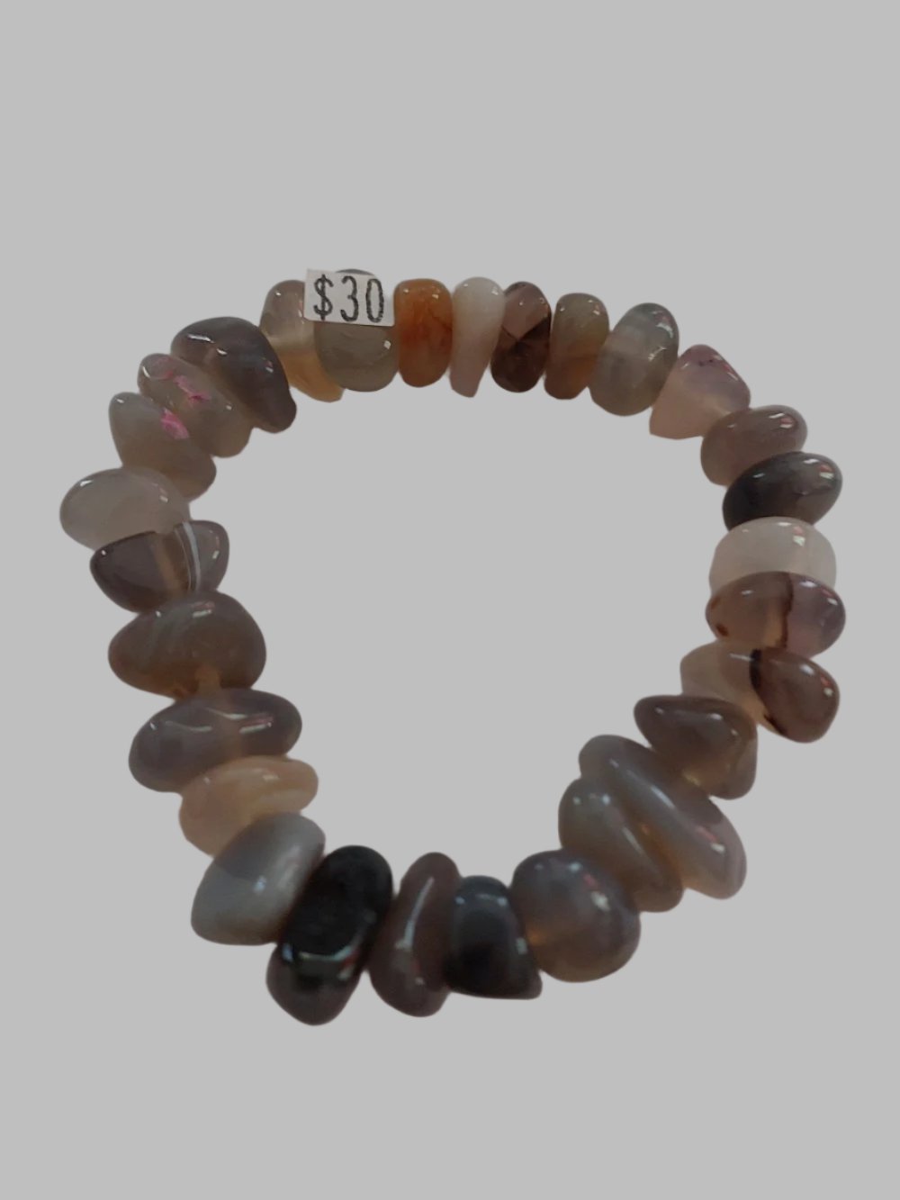 Natural Agate Chuck Chip Crystal Stretch Bracelet