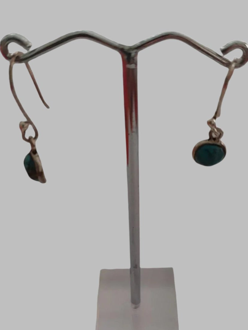 Mojave Turquoise Round Sterling Silver 925 Drop Earrings