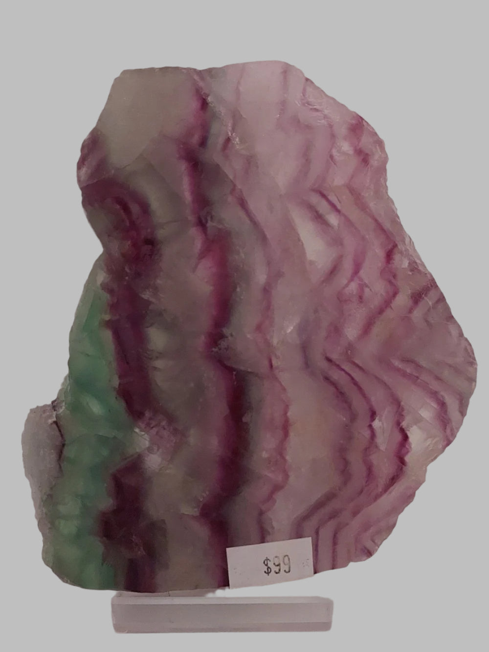 Rainbow Fluorite Crystal Slab With Plastic Stand